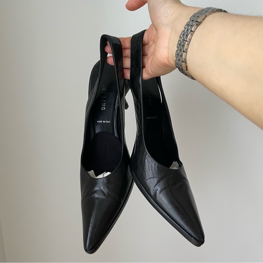 Helmut Lang Black Slingback Pointed-Toe Heels